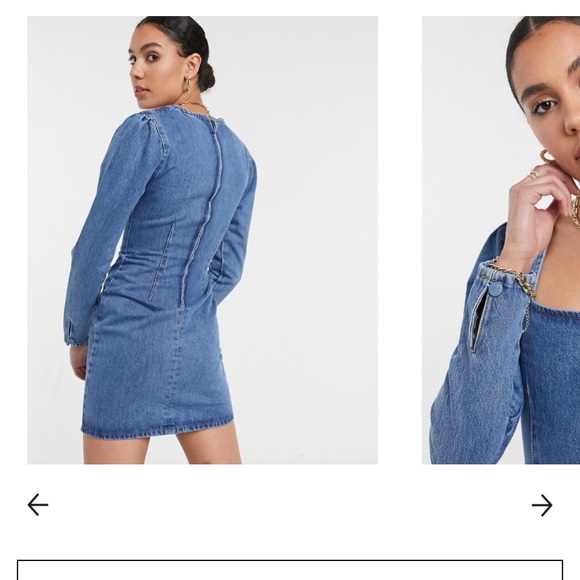 ASOS Tall ASOS DESIGN Tall split sleeve mini dress in lightwash - Picture 4 of 6